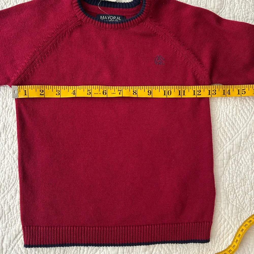 NWT Boys Mayoral Sweater in Cranberry Red/Navy trim Size 4. Round neck